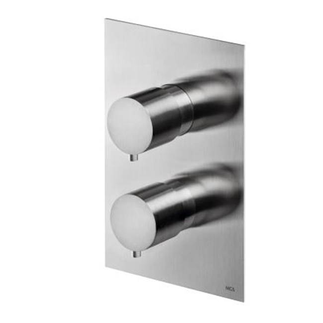 MGS Bagno Minimal Thermo Valve Trim with Volume Control Trim Stainless Steel Matte