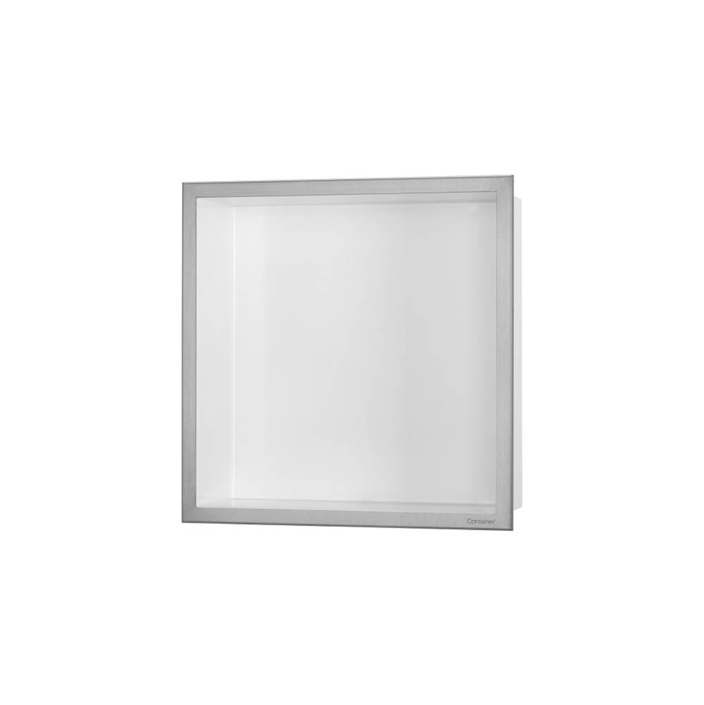 Easy Sanitary Solutions Ess Box 10 12''X12''(300X300Mm) White With Frame Brushed Stainless Steel, Incl Build-In Element & Sealing Set