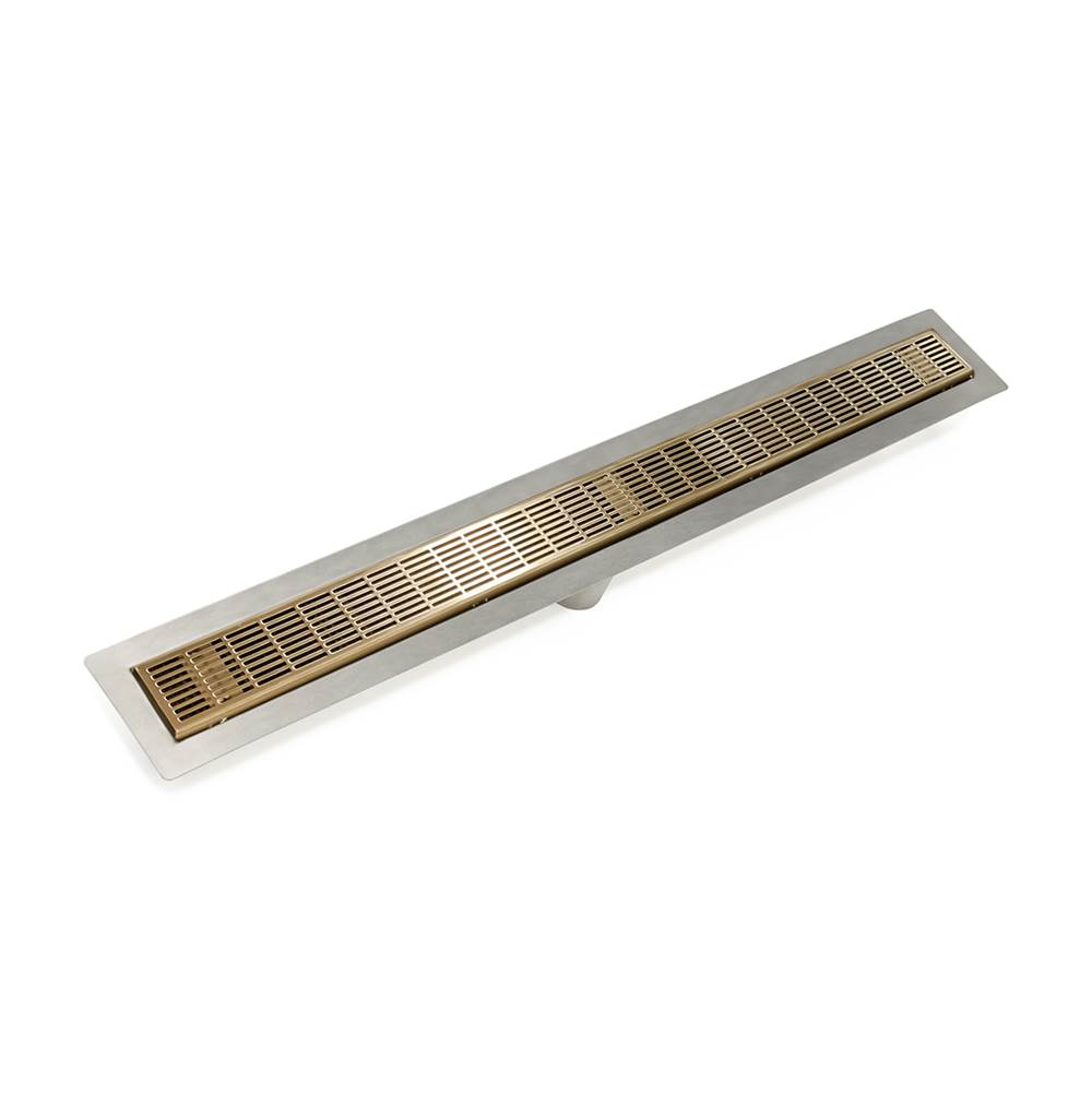 Infinity Drain 48'' FF Series Complete Kit with 2 1/2'' Perforated Slotted Grate in Satin Bronze