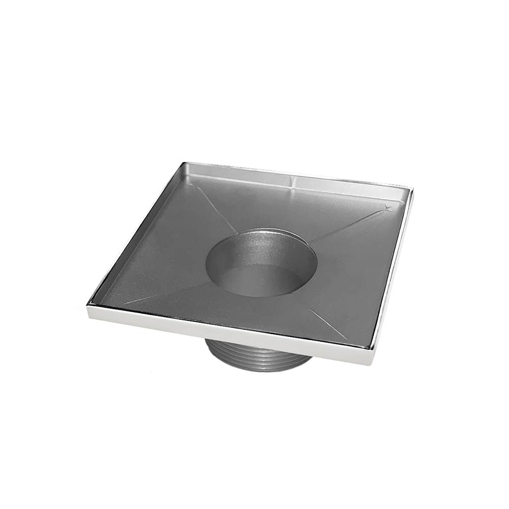 Infinity Drain 5'' x 5'' Stainless Steel 2” Throat only in Polished Stainless