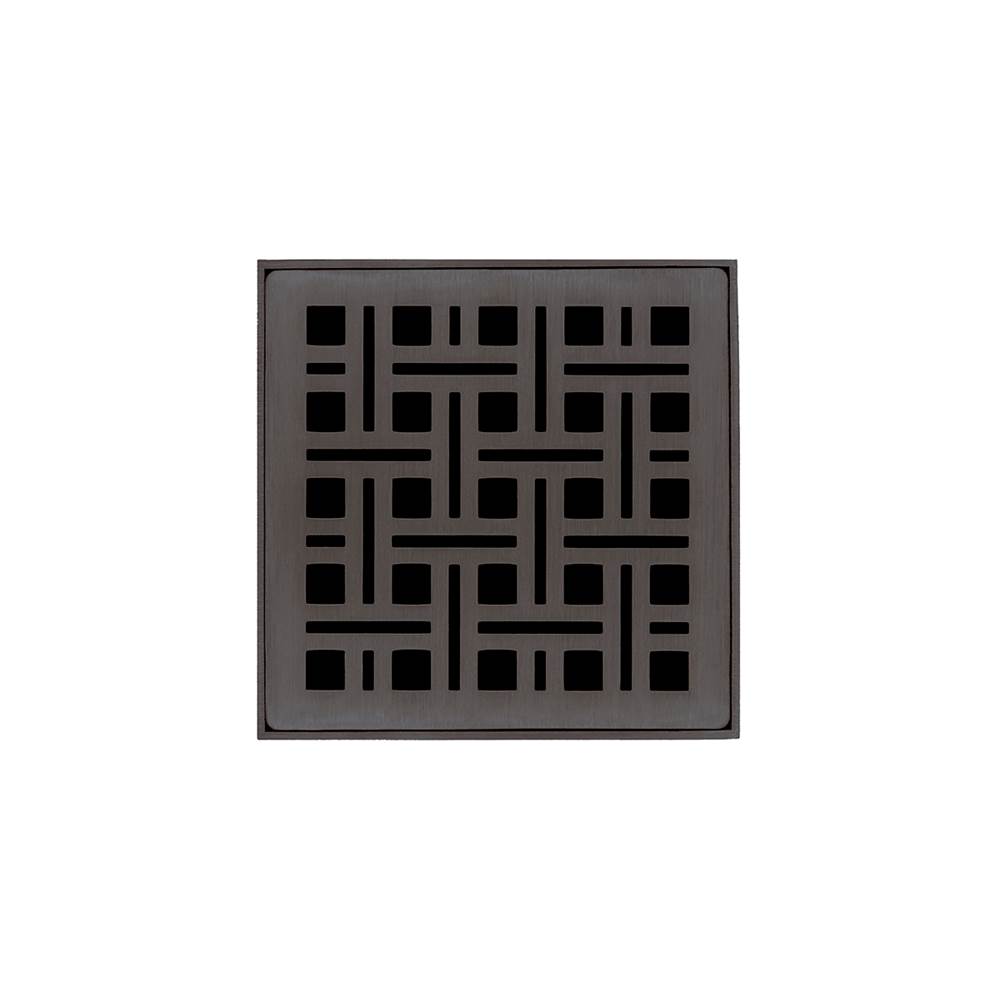 Infinity Drain 4'' x 4'' VD 4 Complete Kit with Weave Pattern Decorative Plate in Oil Rubbed Bronze with PVC Drain Body, 2'' Outlet