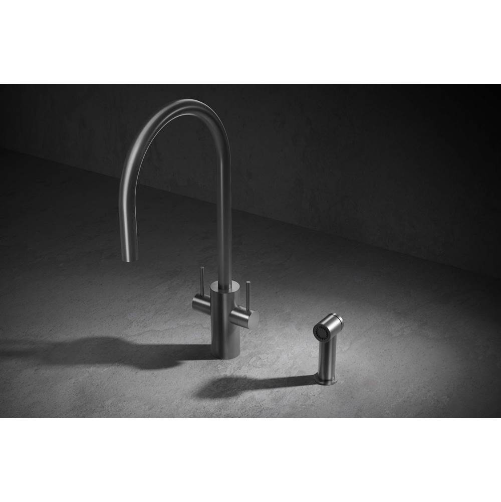 MGS Cucina Spin DCS Kitchen Faucet with Side Spray Stainless Steel Matte 18-1/4'' Height 9-1/8'' Projection