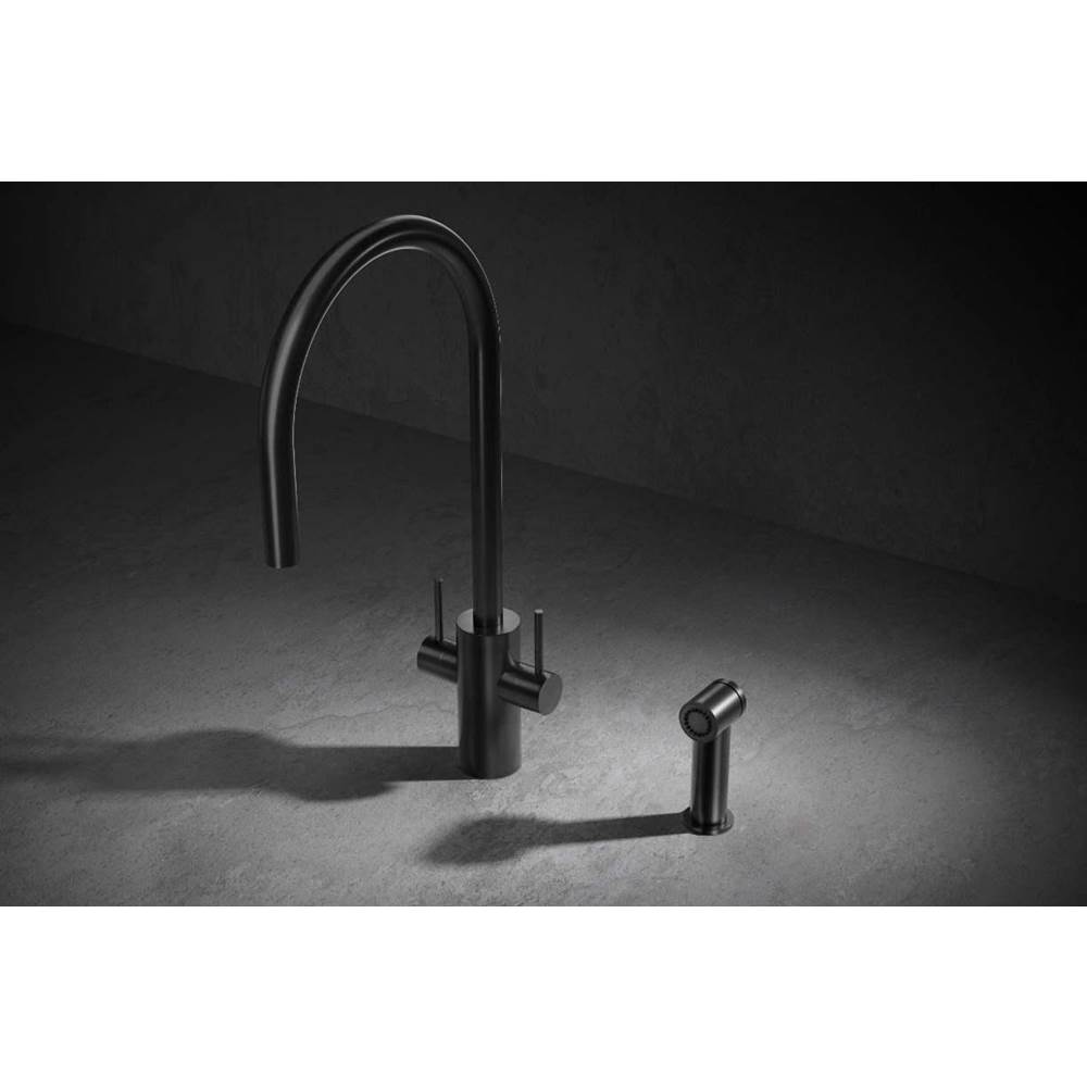 MGS Cucina Spin DCS Kitchen Faucet with Side Spray Stainless Steel Matte Black PVD 18-1/4'' Height 9-1/8'' Projection