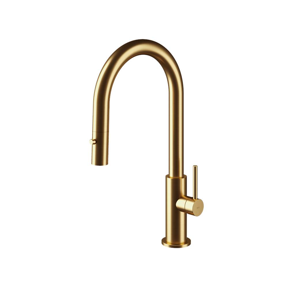 MGS Cucina Spin DB Bar Faucet with Pull-down Spray Stainless Steel Matte Gold PVD 15-1/2'' Height 7-5/8'' Projection