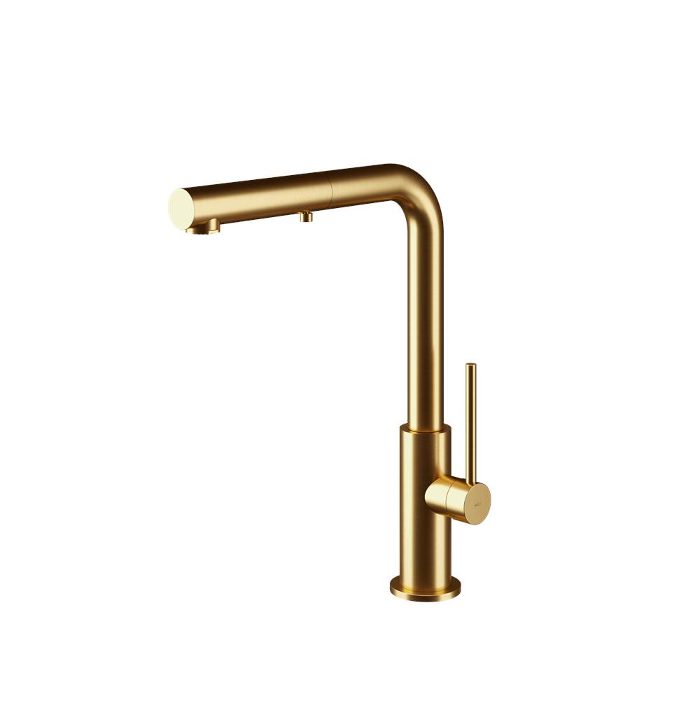 MGS Cucina Spin HD Kitchen Faucet with Pull-out Spray Stainless Steel Matte Gold PVD 13'' Height 8-7/8'' Projection