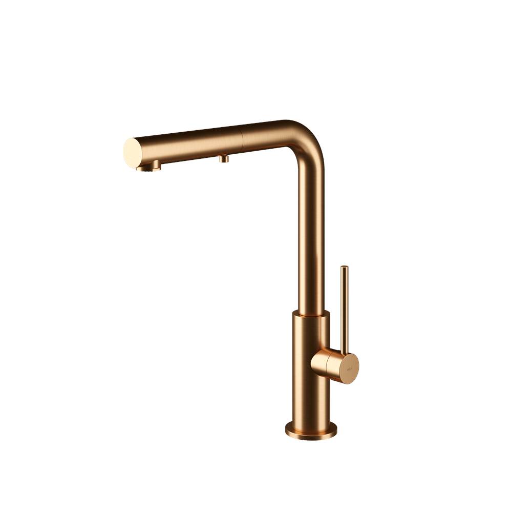 MGS Cucina Spin HD Kitchen Faucet with Pull-out Spray Stainless Steel Matte Rose Gold PVD 13'' Height 8-7/8'' Projection